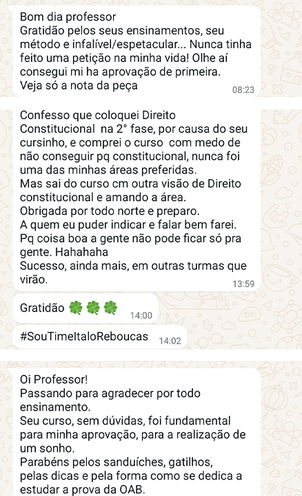 Mensagem de acompanhamento de aluno